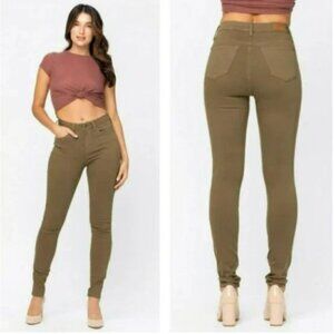 Judy Blue Size 24W Olive Green High Waist Skinny Fit Jeans Style #JB88146